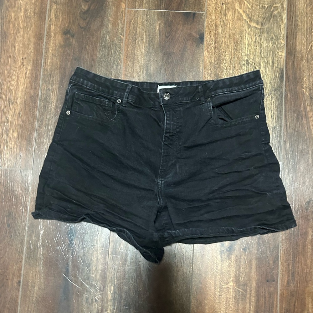 Black denim shorts